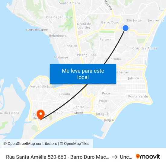 Rua Santa Amélia 520-660 - Barro Duro Maceió - Al Brasil to Uncisal map