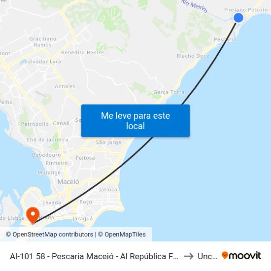 Al-101 58 - Pescaria Maceió - Al República Federativa Do Brasil to Uncisal map