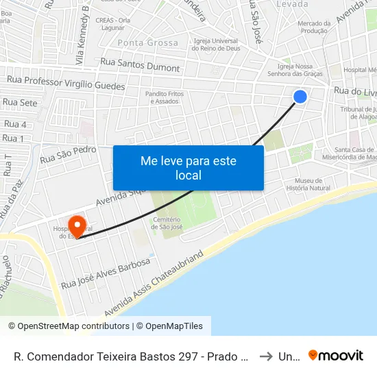 R. Comendador Teixeira Bastos 297 - Prado Maceió - Al 57010-300 Brasil to Uncisal map