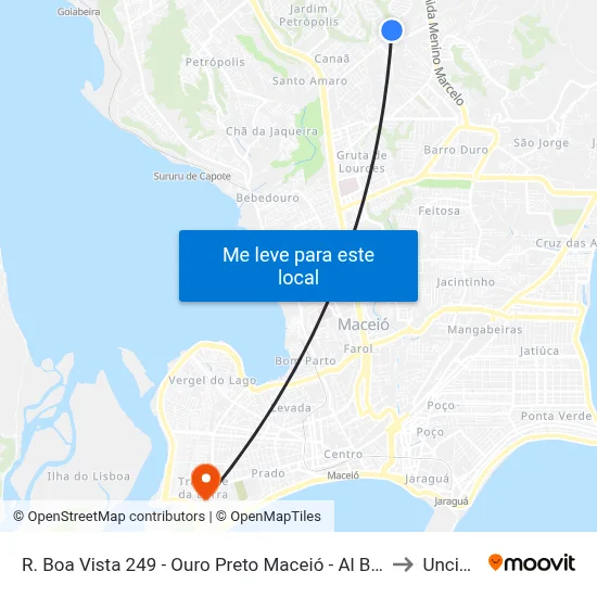 R. Boa Vista 249 - Ouro Preto Maceió - Al Brasil to Uncisal map