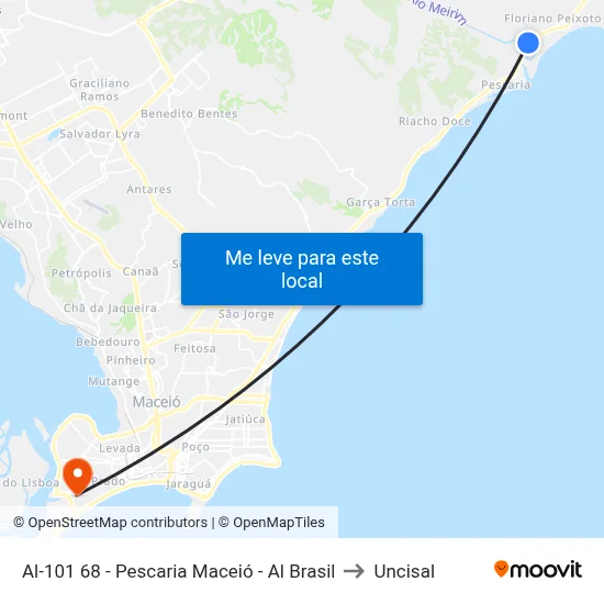 Al-101 68 - Pescaria Maceió - Al Brasil to Uncisal map