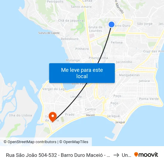 Rua São João 504-532 - Barro Duro Maceió - Al República Federativa Do Brasil to Uncisal map
