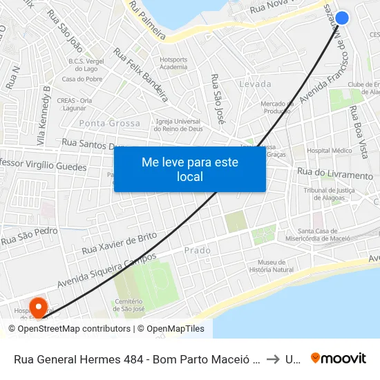 Rua General Hermes 484 - Bom Parto Maceió - Al 57017-200 República Federativa Do Brasil to Uncisal map