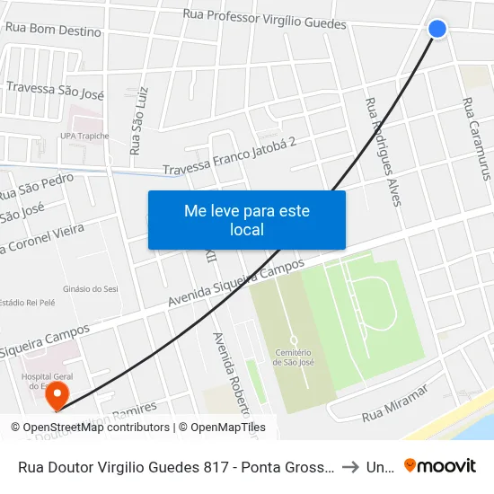 Rua Doutor Virgilio Guedes 817 - Ponta Grossa Maceió - Al 57014-220 Brasil to Uncisal map