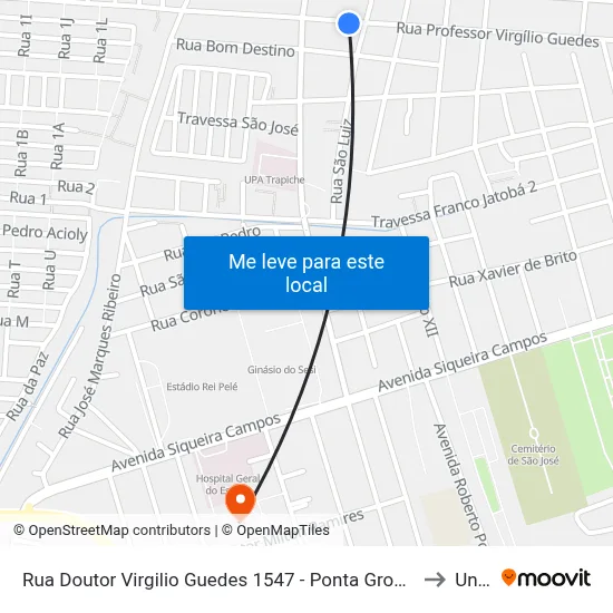 Rua Doutor Virgilio Guedes 1547 - Ponta Grossa Maceió - Al 57014-220 Brasil to Uncisal map