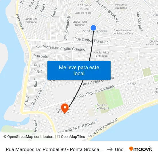 Rua Marquês De Pombal 89 - Ponta Grossa Maceió - Al Brasil to Uncisal map