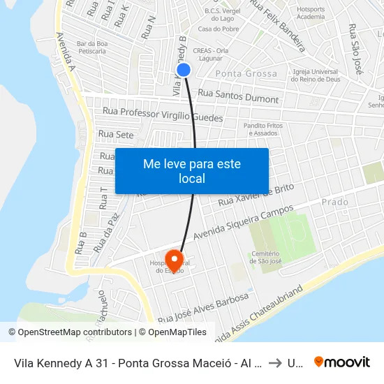 Vila Kennedy A 31 - Ponta Grossa Maceió - Al 57014-630 República Federativa Do Brasil to Uncisal map