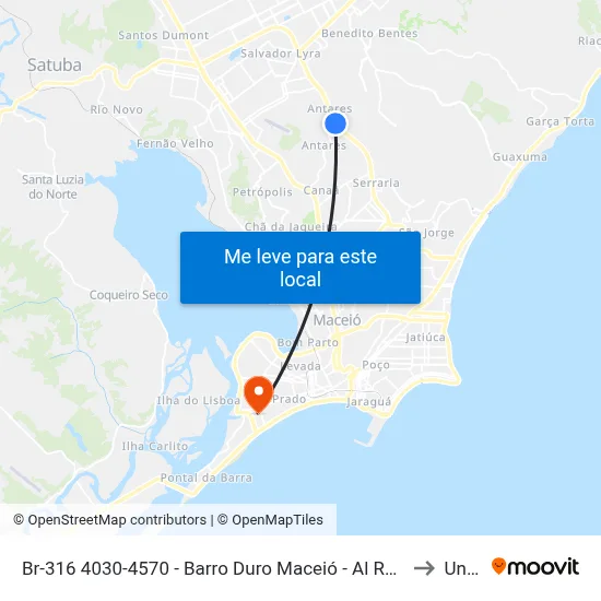 Br-316 4030-4570 - Barro Duro Maceió - Al República Federativa Do Brasil to Uncisal map