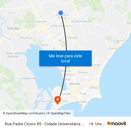 Rua Padre Cícero 85 - Cidade Universitária Maceió - Al Brasil to Uncisal map