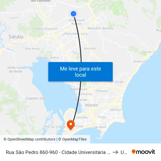 Rua São Pedro 860-960 - Cidade Universitária Maceió - Al República Federativa Do Brasil to Uncisal map