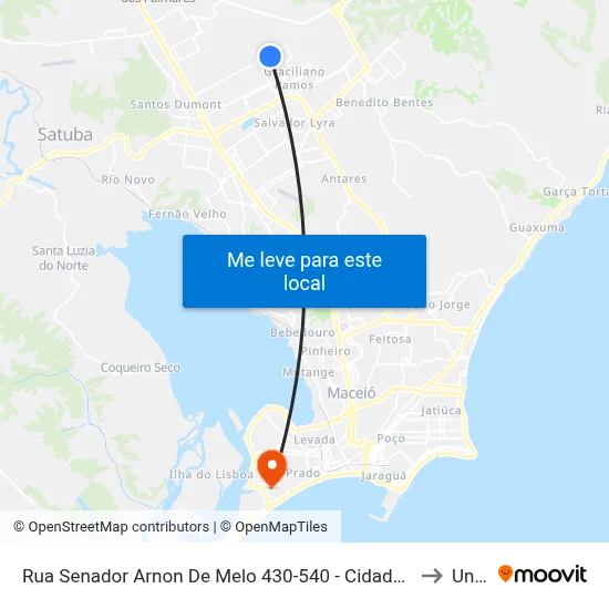 Rua Senador Arnon De Melo 430-540 - Cidade Universitária Maceió - Al Brasil to Uncisal map