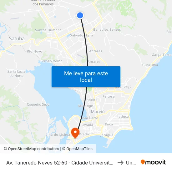Av. Tancredo Neves 52-60 - Cidade Universitária Maceió - Al Brasil to Uncisal map