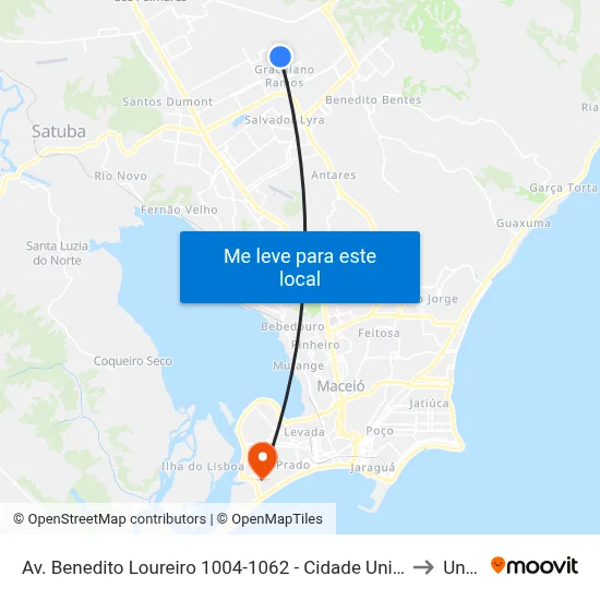Av. Benedito Loureiro 1004-1062 - Cidade Universitária Maceió - Al Brasil to Uncisal map