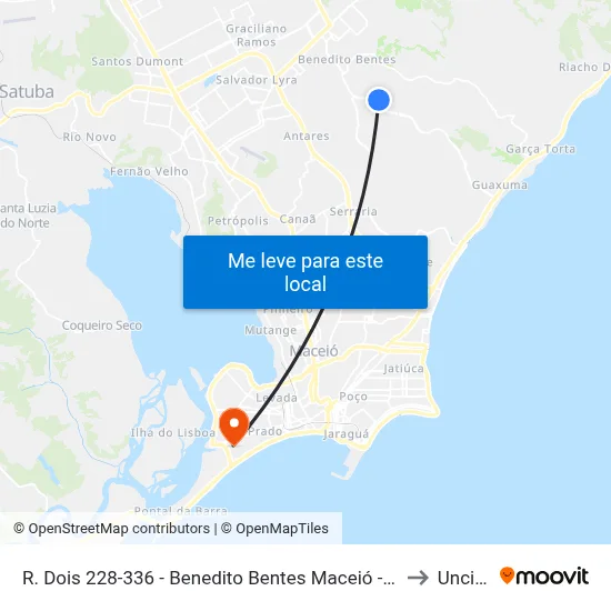 R. Dois 228-336 - Benedito Bentes Maceió - Al Brasil to Uncisal map