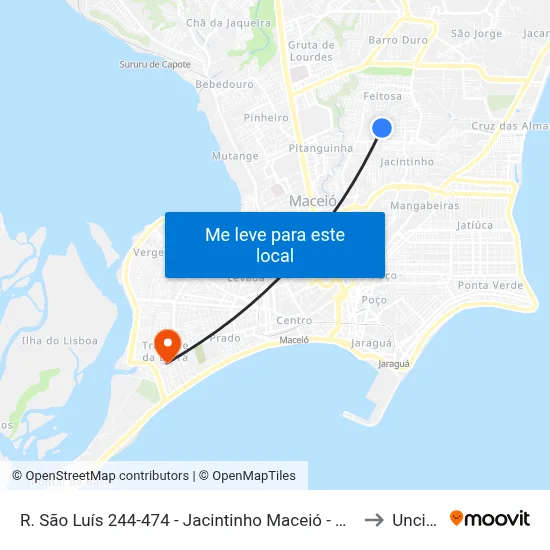 R. São Luís 244-474 - Jacintinho Maceió - Al Brasil to Uncisal map