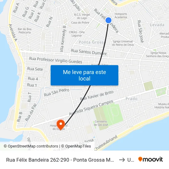 Rua Félix Bandeira 262-290 - Ponta Grossa Maceió - Al 57014-420 República Federativa Do Brasil to Uncisal map