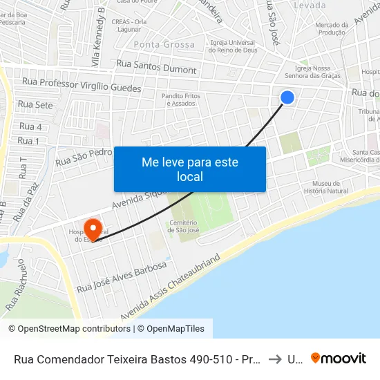 Rua Comendador Teixeira Bastos 490-510 - Prado Maceió - Al 57010-300 República Federativa Do Brasil to Uncisal map