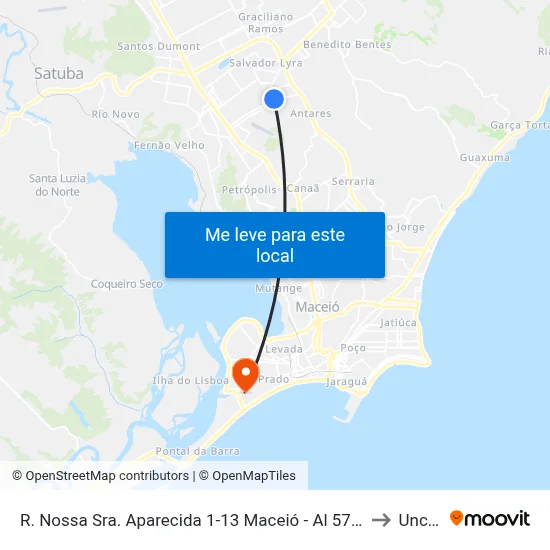 R. Nossa Sra. Aparecida 1-13 Maceió - Al 57081-480 Brasil to Uncisal map