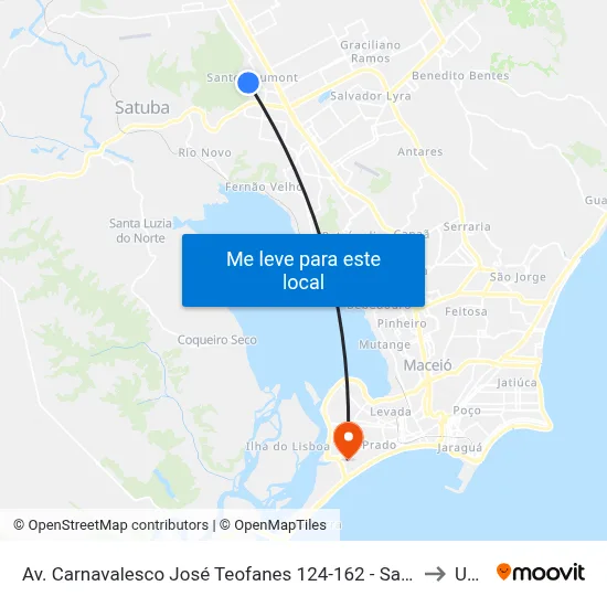 Av. Carnavalesco José Teofanes 124-162 - Santos Dumont Maceió - Al 57075-530 Brasil to Uncisal map