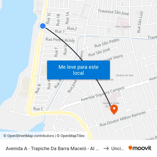 Avenida A - Trapiche Da Barra Maceió - Al Brasil to Uncisal map