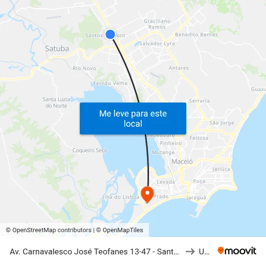 Av. Carnavalesco José Teofanes 13-47 - Santos Dumont Maceió - Al 57075-530 Brasil to Uncisal map