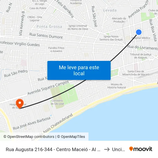 Rua Augusta 216-344 - Centro Maceió - Al Brasil to Uncisal map