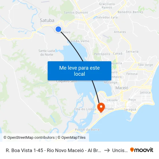 R. Boa Vista 1-45 - Rio Novo Maceió - Al Brasil to Uncisal map