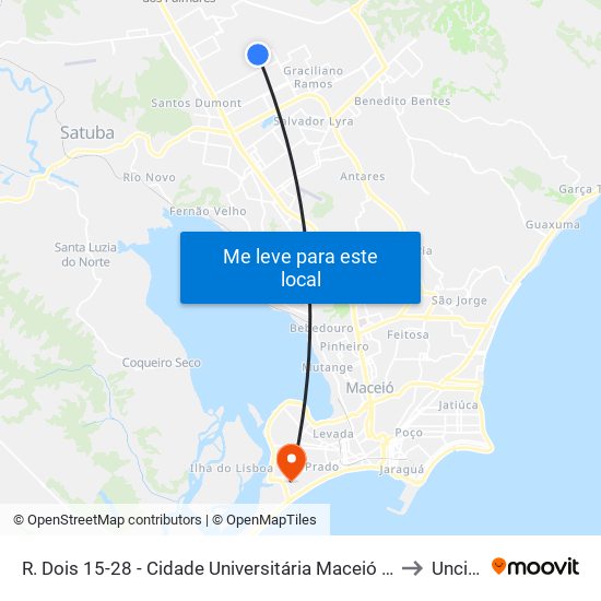 R. Dois 15-28 - Cidade Universitária Maceió - Al Brasil to Uncisal map
