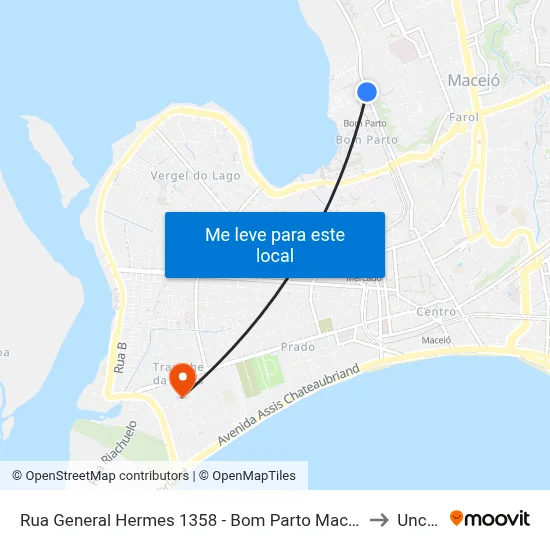 Rua General Hermes 1358 - Bom Parto Maceió - Al Brasil to Uncisal map