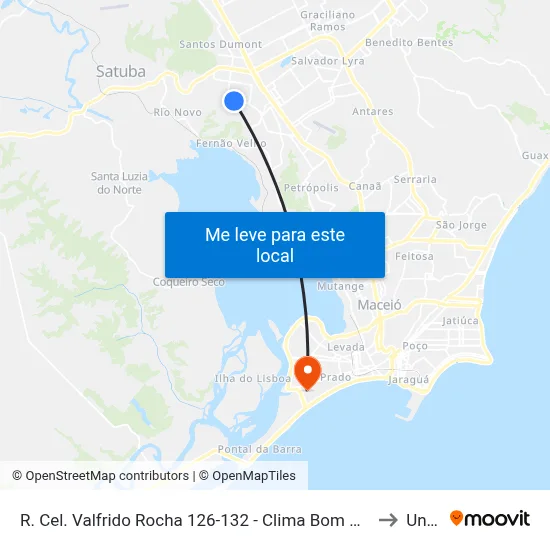 R. Cel. Valfrido Rocha 126-132 - Clima Bom Maceió - Al 57071-070 Brasil to Uncisal map