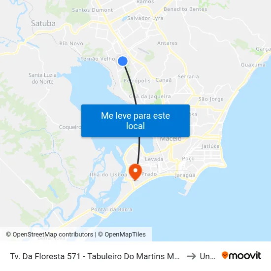 Tv. Da Floresta 571 - Tabuleiro Do Martins Maceió - Al 57060-080 Brasil to Uncisal map