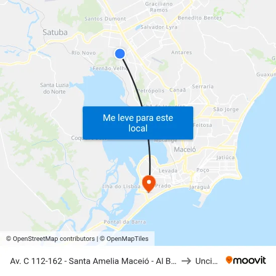 Av. C 112-162 - Santa Amelia Maceió - Al Brasil to Uncisal map