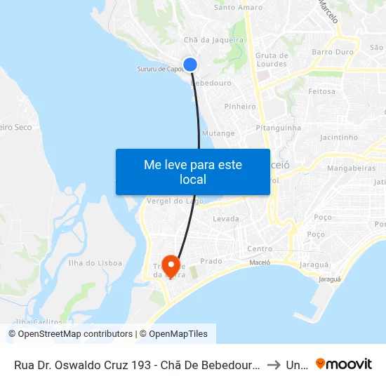 Rua Dr. Oswaldo Cruz 193 - Chã De Bebedouro Maceió - Al 57018-630 Brasil to Uncisal map