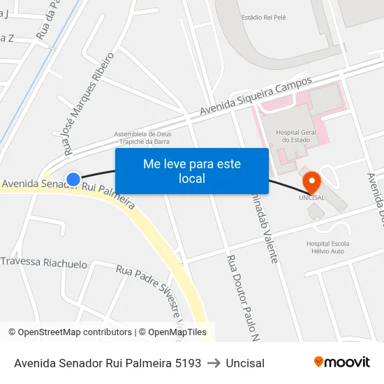 Avenida Senador Rui Palmeira 5193 to Uncisal map
