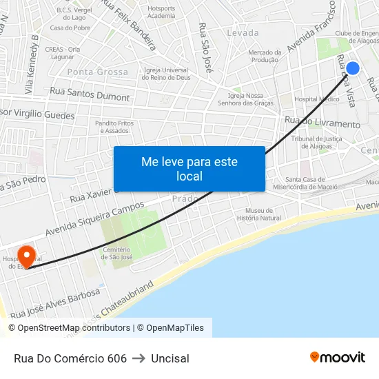 Rua Do Comércio 606 to Uncisal map