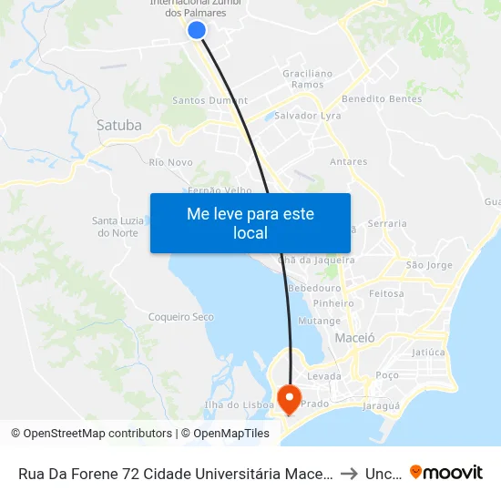 Rua Da Forene 72 Cidade Universitária Maceió - Alagoas Brasil to Uncisal map