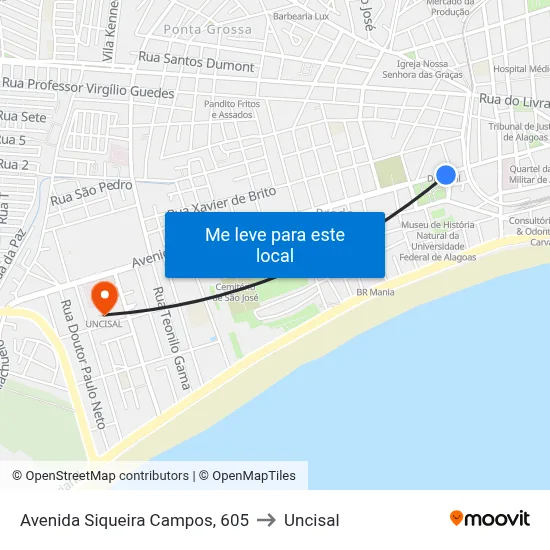 Avenida Siqueira Campos, 605 to Uncisal map