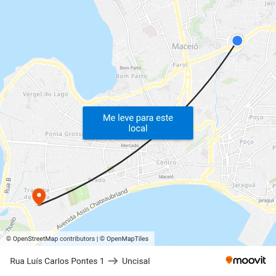 Rua Luís Carlos Pontes 1 to Uncisal map