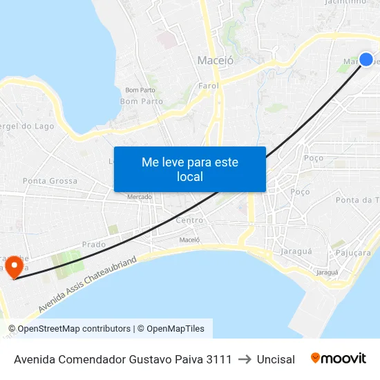 Avenida Comendador Gustavo Paiva 3111 to Uncisal map