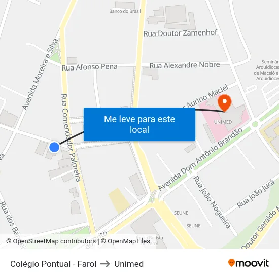 Colégio Pontual - Farol to Unimed map