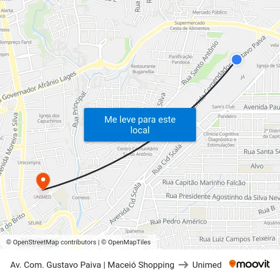 Av. Com. Gustavo Paiva | Maceió Shopping to Unimed map