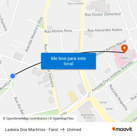 Ladeira Dos Martírios - Farol to Unimed map