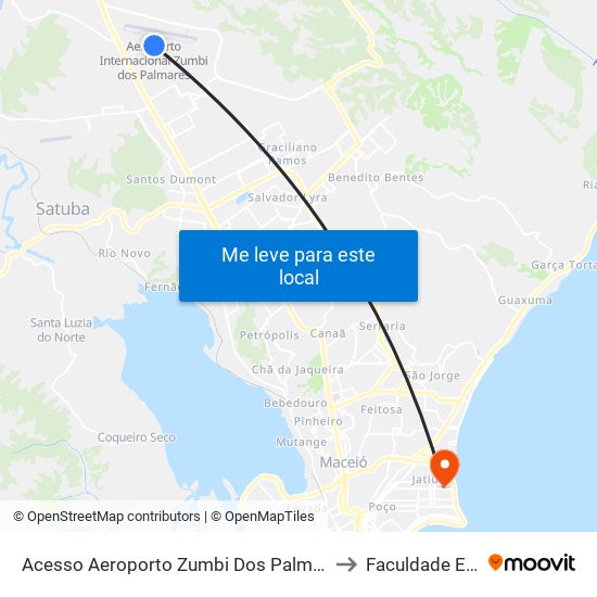 Acesso Aeroporto Zumbi Dos Palmares Rio Largo - Alagoas Brasil to Faculdade Estácio De Sá map