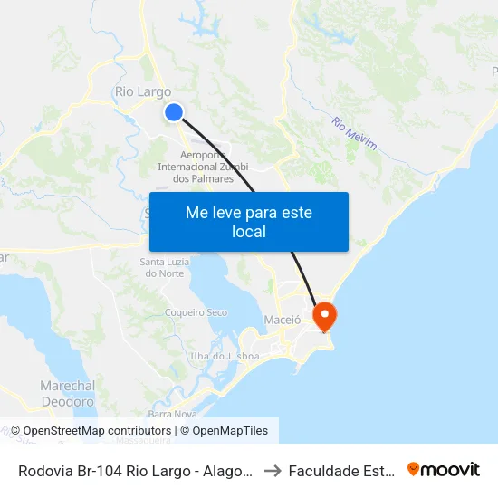 Rodovia Br-104 Rio Largo - Alagoas 57100-000 Brasil to Faculdade Estácio De Sá map