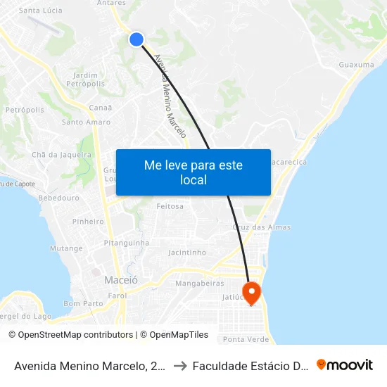 Avenida Menino Marcelo, 25200 to Faculdade Estácio De Sá map