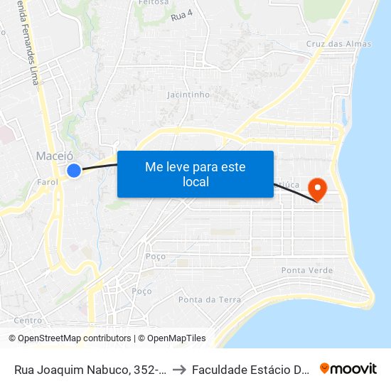 Rua Joaquim Nabuco, 352-450 to Faculdade Estácio De Sá map