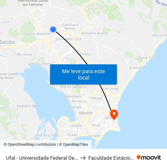 Ufal -  Universidade Federal De Alagoas to Faculdade Estácio De Sá map
