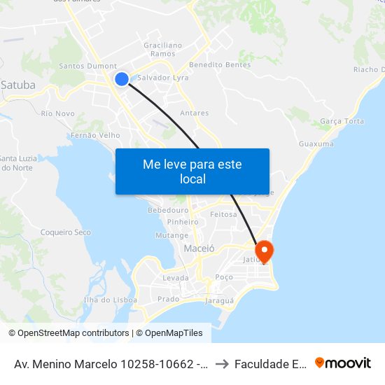 Av. Menino Marcelo 10258-10662 - Barro Duro Maceió - Al Brasil to Faculdade Estácio De Sá map