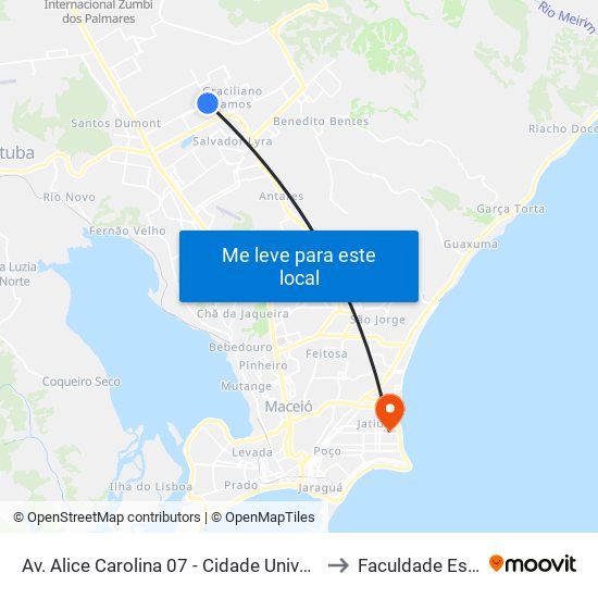 Av. Alice Carolina 07 - Cidade Universitária Maceió - Al Brasil to Faculdade Estácio De Sá map