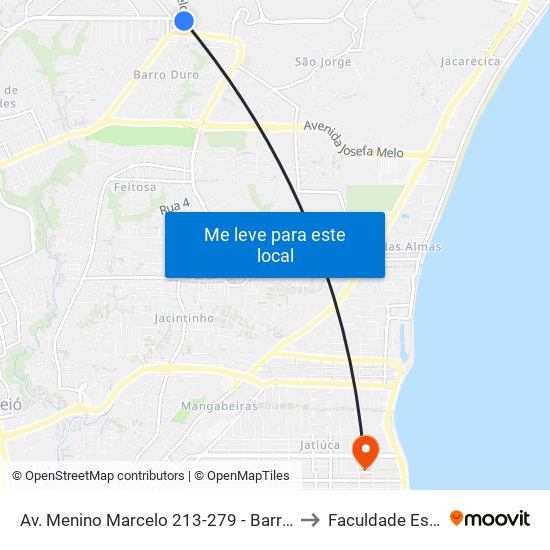 Av. Menino Marcelo 213-279 - Barro Duro Maceió - Al Brasil to Faculdade Estácio De Sá map